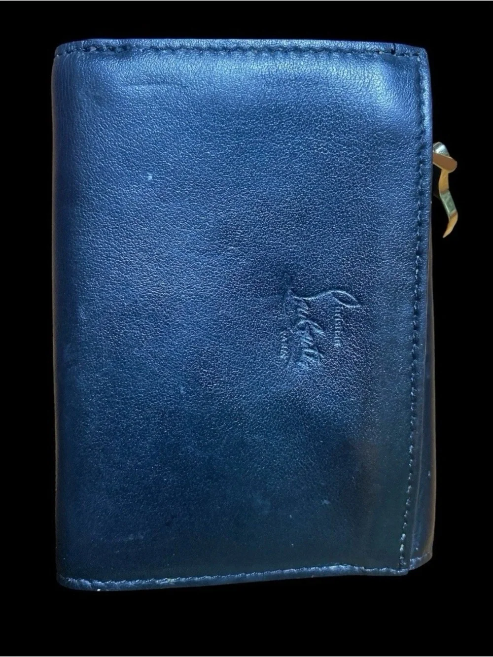 Christian Louboutin Black Leather Studded Card Holder with Gold Hardware